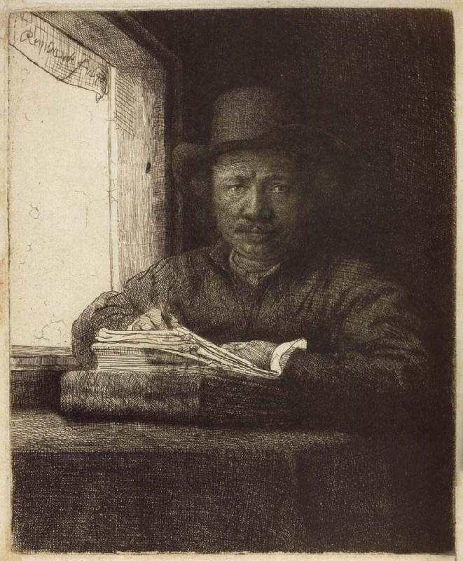  Self-Portrait,Etching at a Window